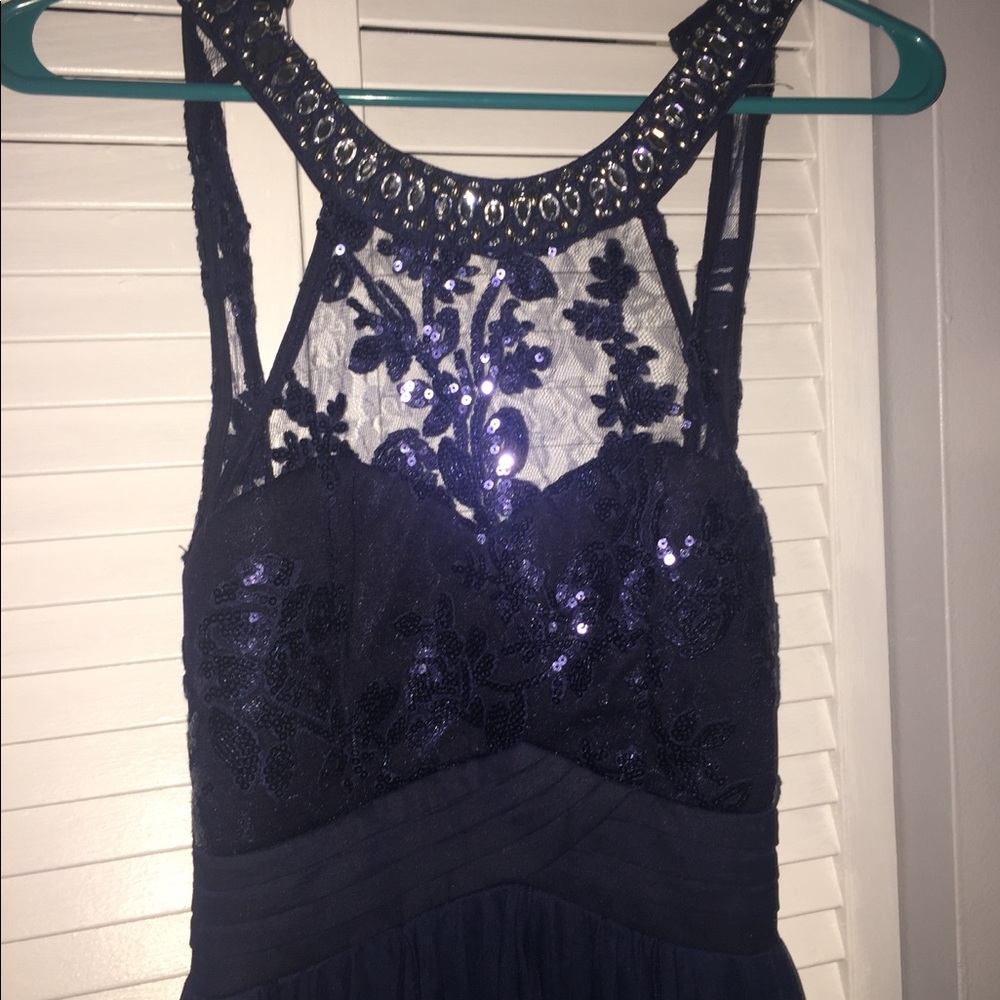 Navy Blue High-Low Cocktail Dress
